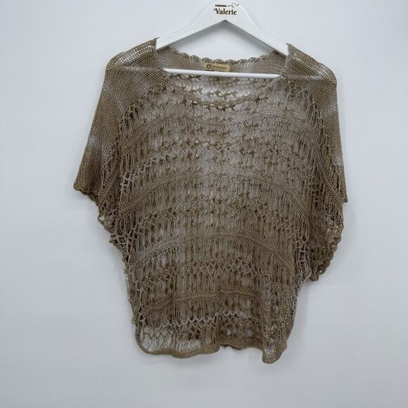 Democracy Sheer Crochet Knit Coastal Top Coastal Size Medium Boho - Picture 1 of 7